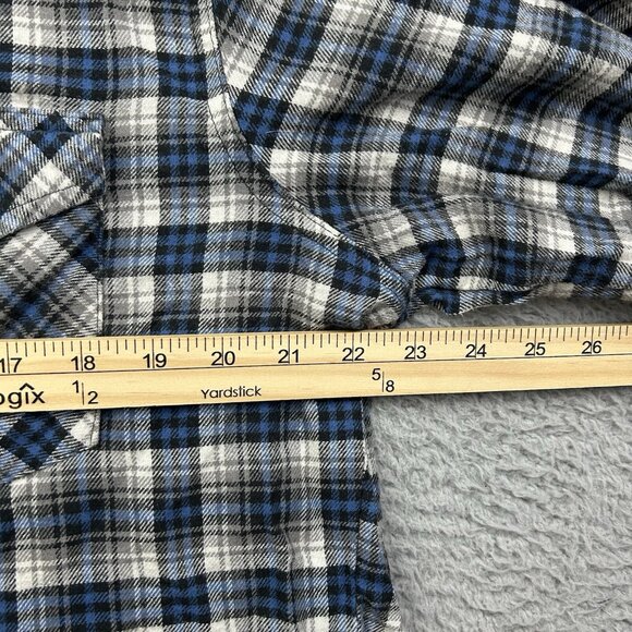 Wrangler Pearl Snap Blue Plaid Flannel Button Down Mens Size Large - Picture 5 of 6